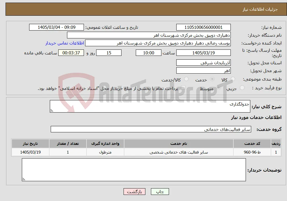 نیاز خدمات-جدولگذاری