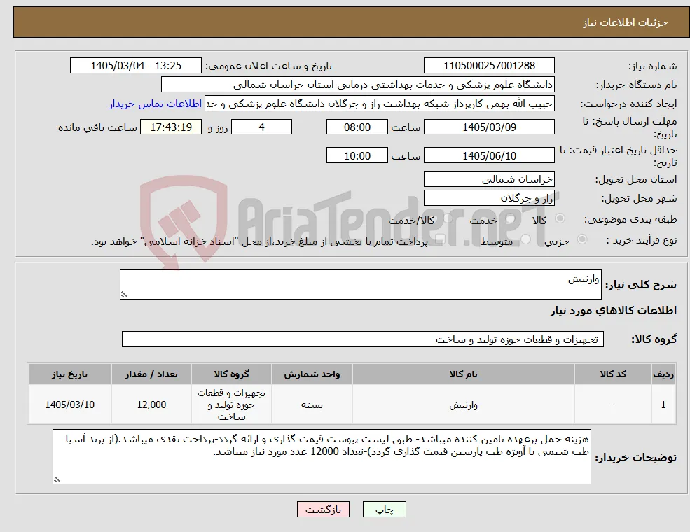 نیاز کالا-وارنیش