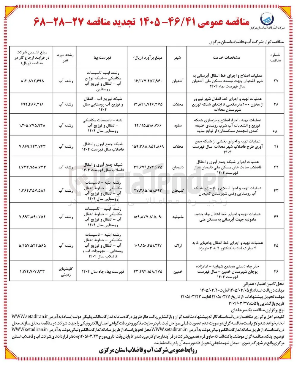 عملیات اجرای شبکه جمع آوری و انتقال فاضلاب