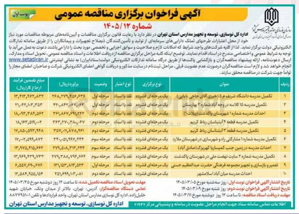 احداث مدرسه میان آباد اسلامشهر