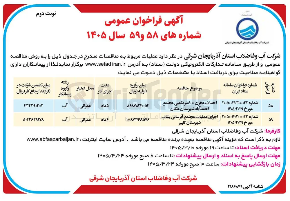 احداث مخزن ۱۰۰۰ متر مکعبی مجتمع احمد آباد  