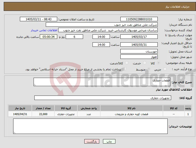 نیاز کالا-قطعات حفاری