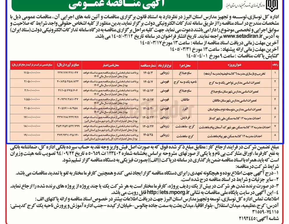احداث مدرسه 12 کلاسه 
