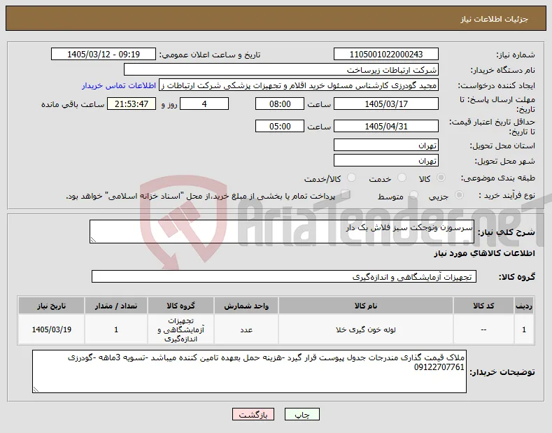 نیاز کالا-سرسوزن ونوجکت سبز فلاش بک دار