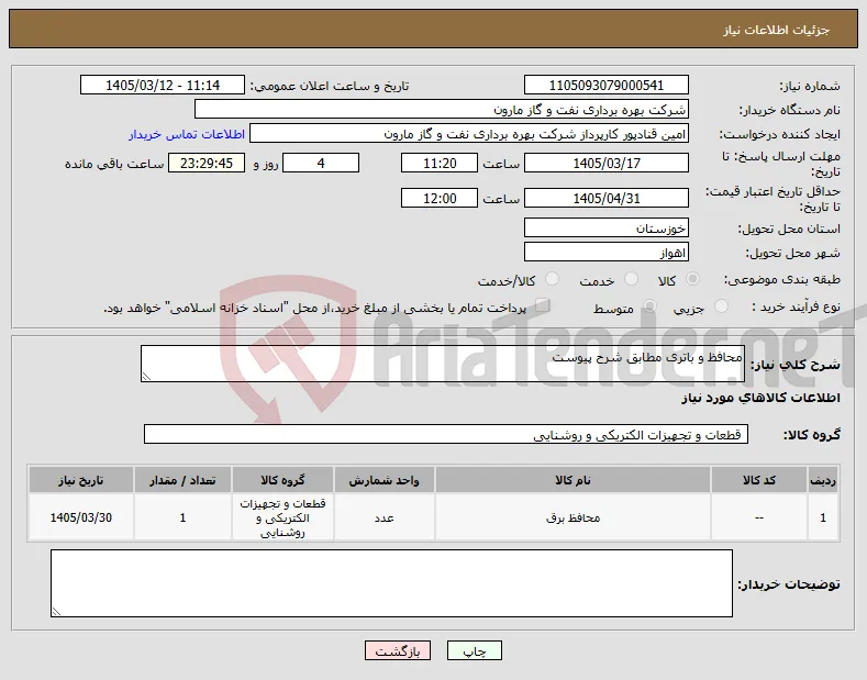 نیاز کالا-محافظ و باتری مطابق شرح پیوست