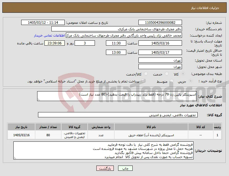 نیاز کالا-اسپرینکلر پایین زن 79 درجه (فقط برند رپیدراپ را قیمت بدهید)-(80 عدد نیاز است)