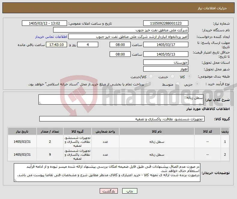 نیاز کالا-سطل زباله