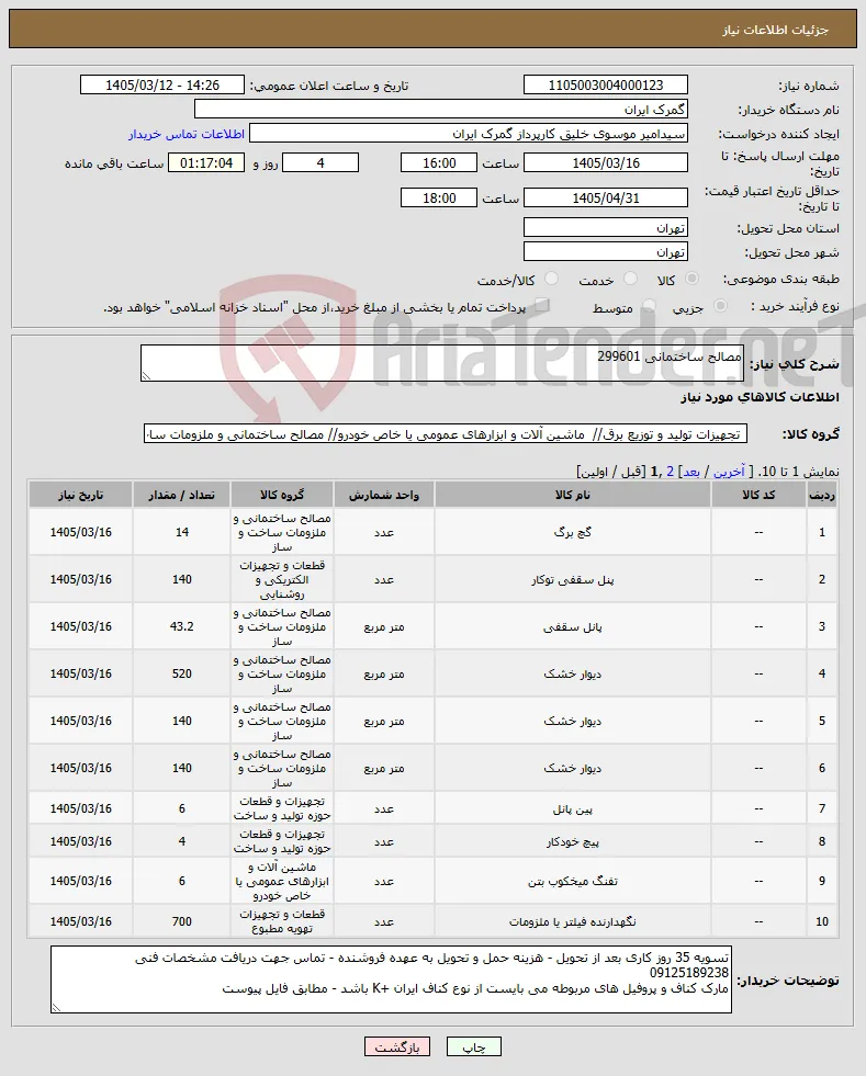 نیاز کالا-مصالح ساختمانی 299601