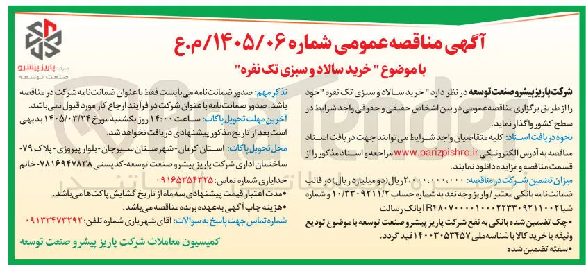 خرید سالاد و سبزی تک نفره