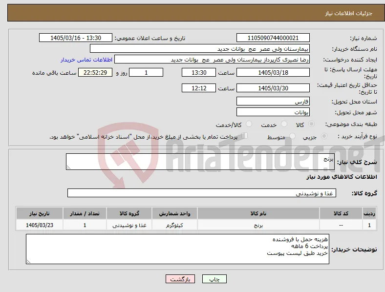 نیاز کالا-برنج