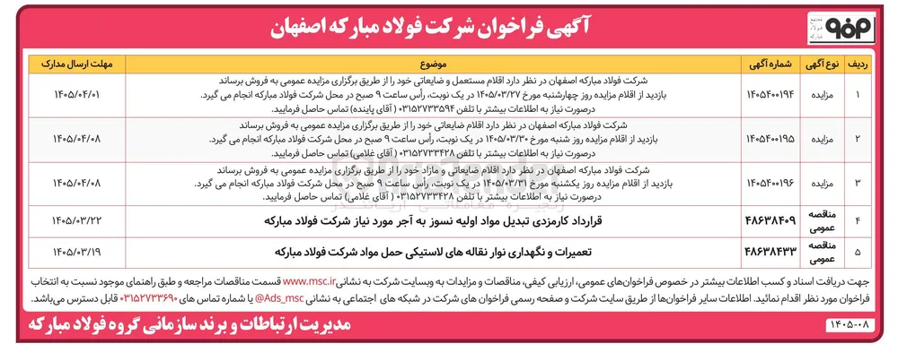 فروش اقلام ضایعاتی 