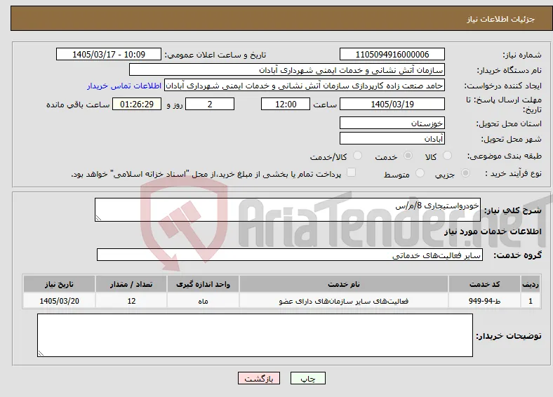 نیاز خدمات-خودرواستیجاری 8/م/س
