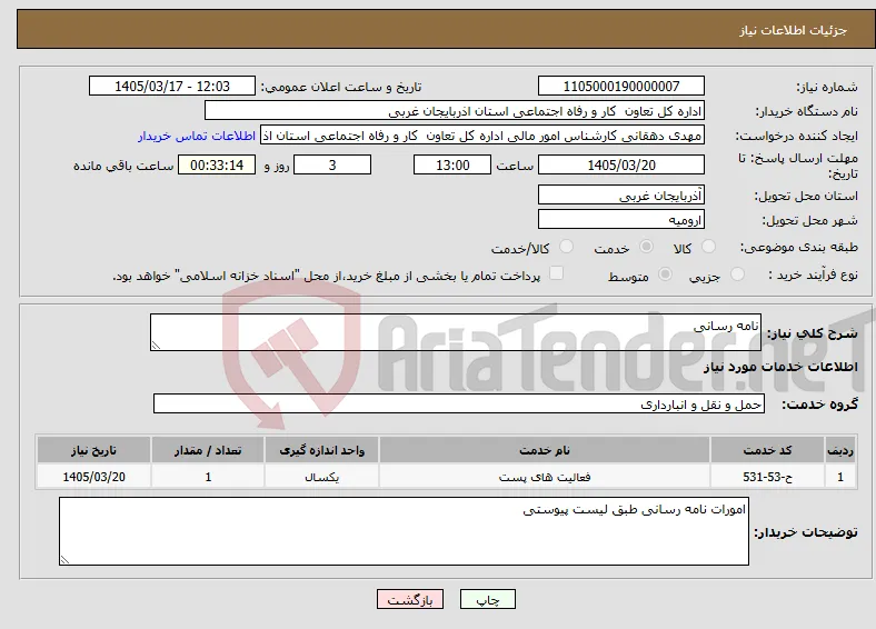 نیاز خدمات-نامه رسانی