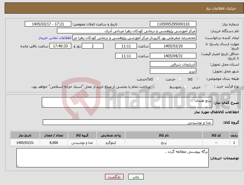 نیاز کالا-برنج هندی