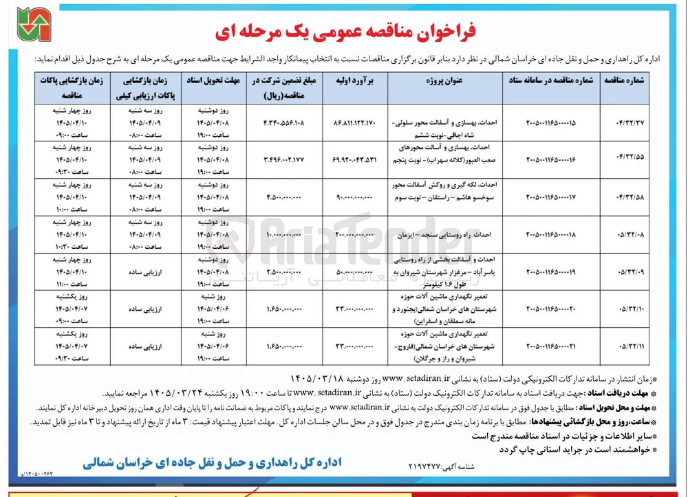 احداث، بهسازی و آسفالت