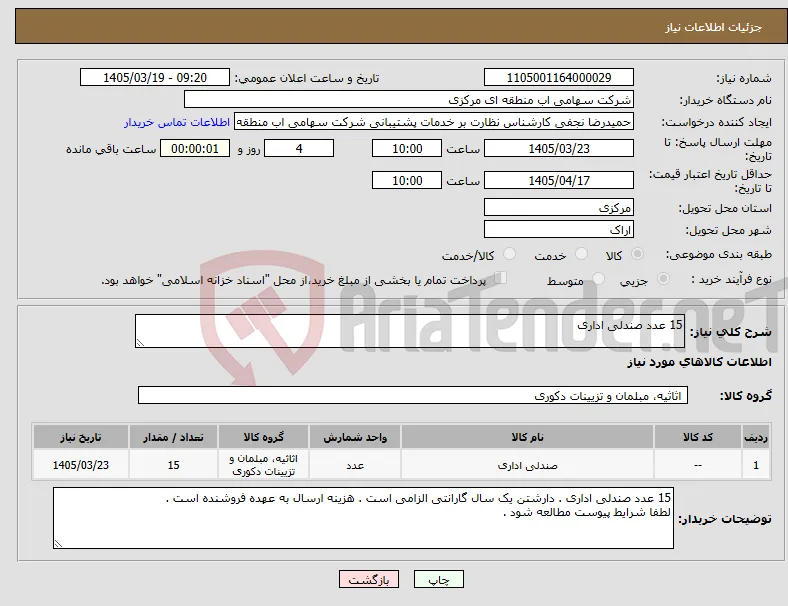 نیاز کالا-15 عدد صندلی اداری 