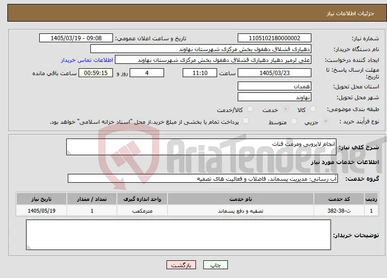 نیاز خدمات-انجام لایروبی ومرمت قنات 