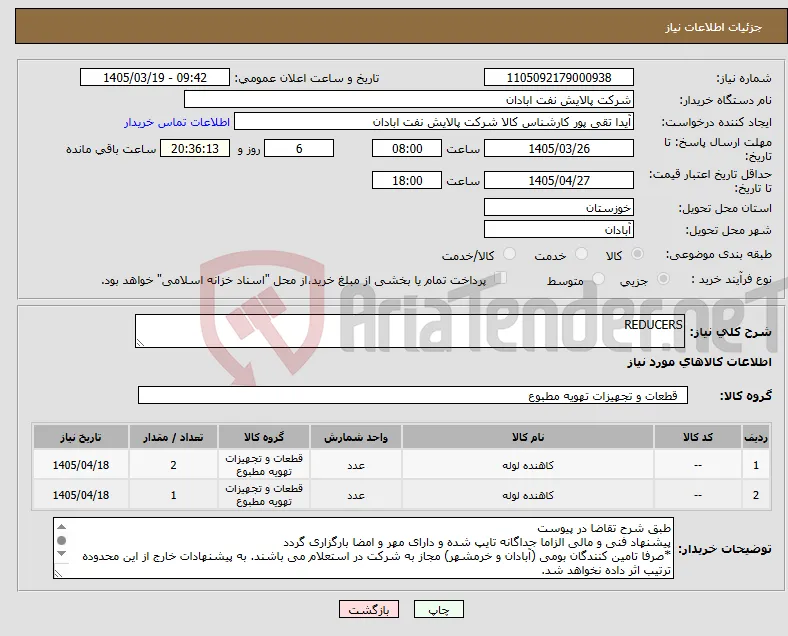 نیاز کالا-REDUCERS