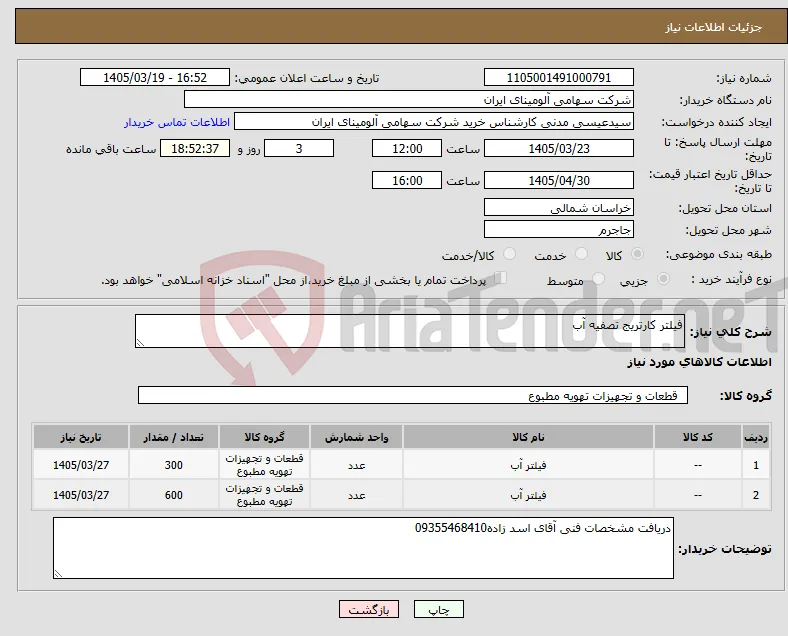 نیاز کالا-فیلتر کارتریج تصفیه آب