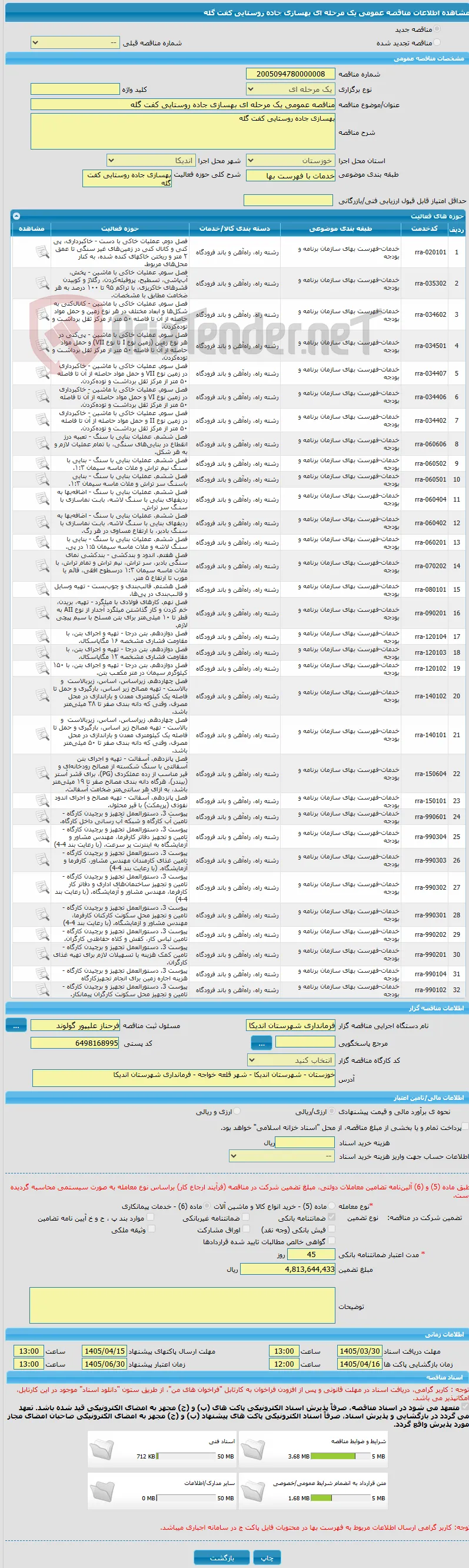 مناقصه عمومی یک مرحله ای بهسازی جاده روستایی کفت گله