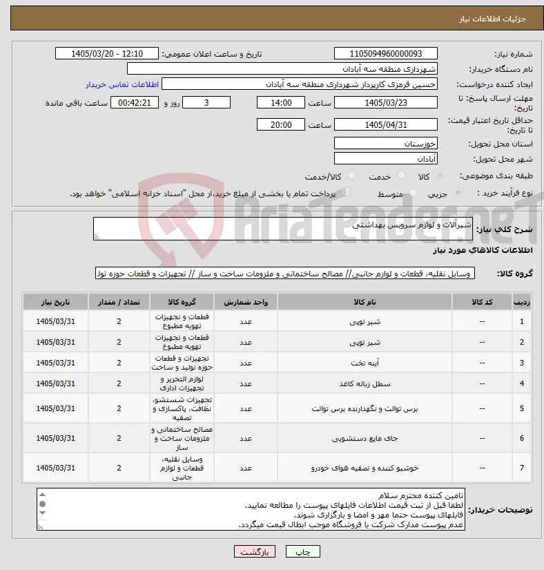 نیاز کالا-شیرآلات و لوازم سرویس بهداشتی 