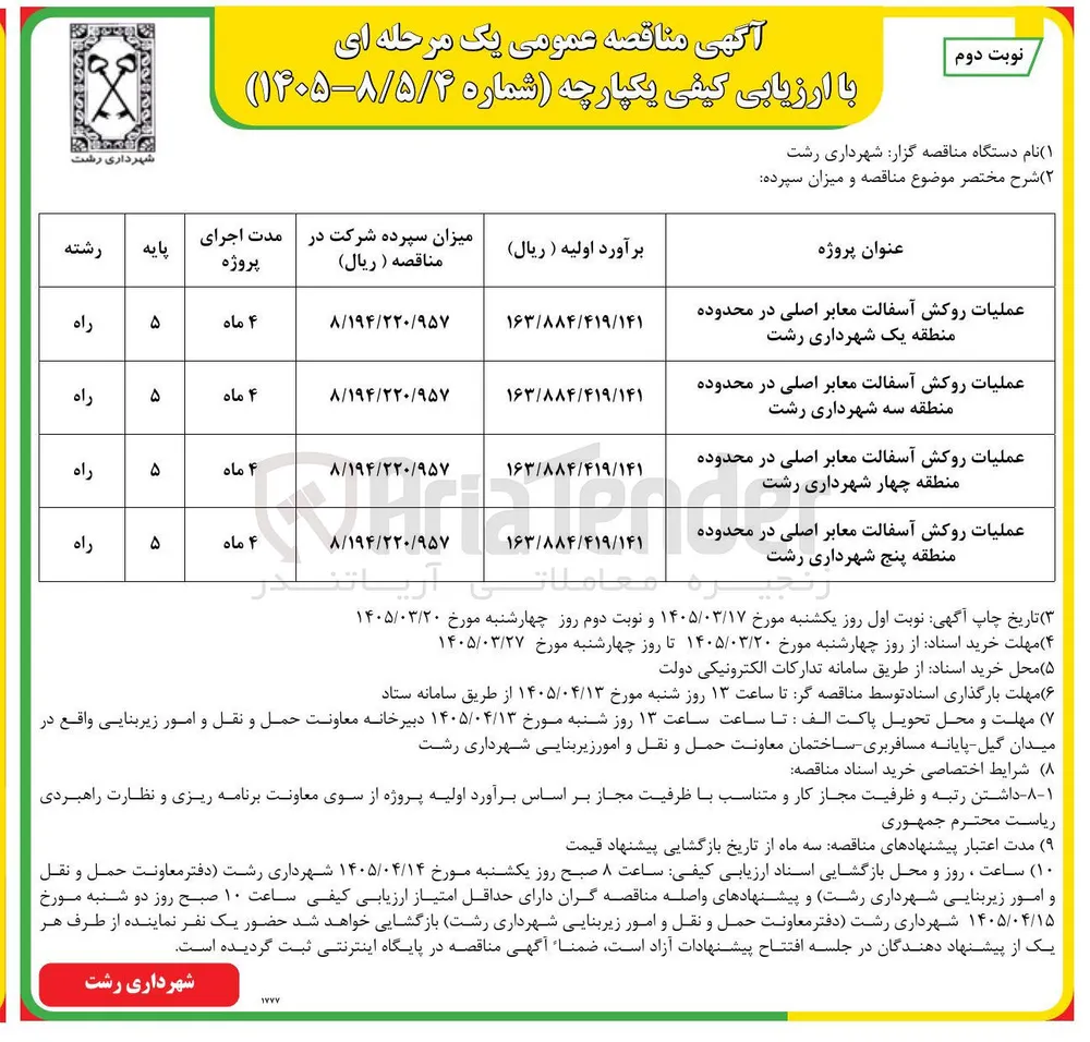 عملیات روکش آسفالت معابر اصلی