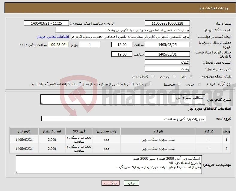 نیاز کالا-اسکالپ سبز و آبی