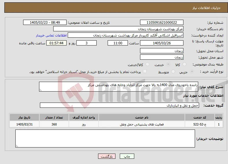 راننده با خودروی مدل 1400 به بالا 