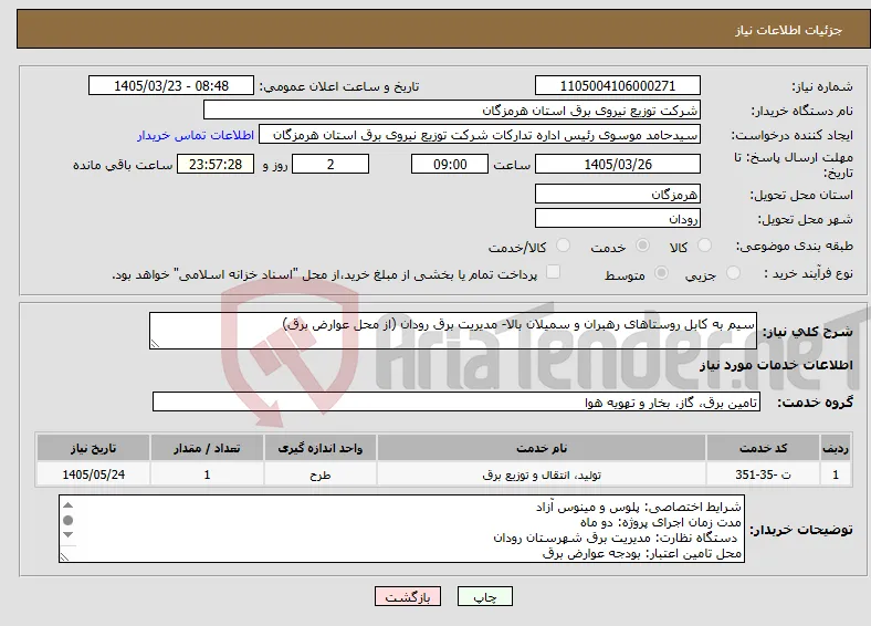 سیم به کابل روستاهای رهبران و سمیلان بالا 