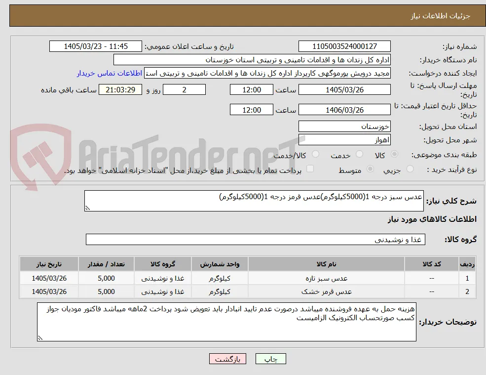 عدس سبز درجه 1(5000کیلوگرم)عدس قرمز درجه 1(5000کیلوگرم)