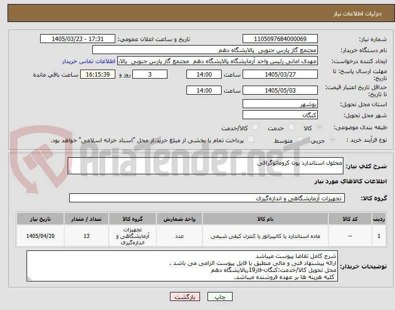 محلول استاندارد یون کروماتوگرافی