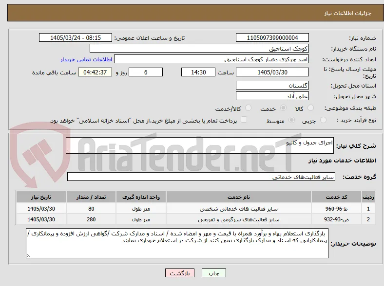 اجرای جدول و کانیو 