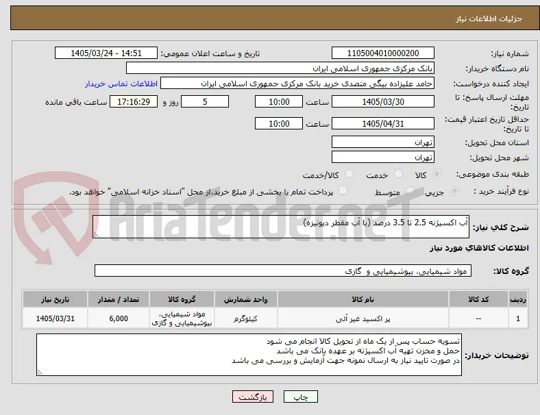آب اکسیژنه 2.5 تا 3.5 درصد (با آب مقطر دیونیزه) 