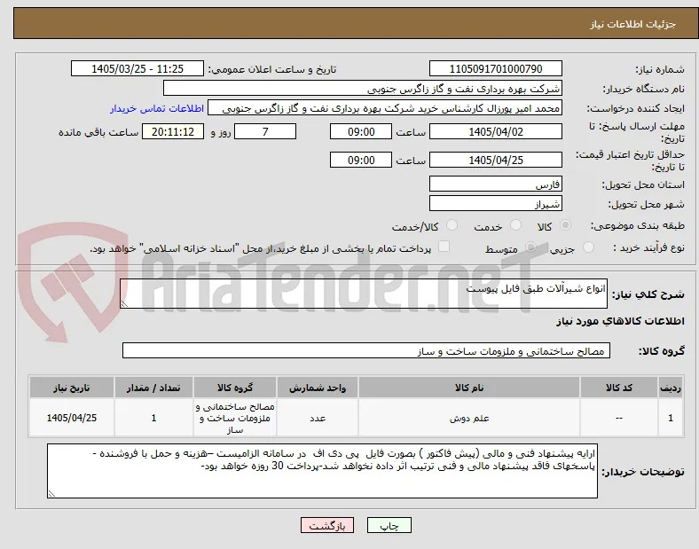 انواع شیرآلات طبق فایل پیوست