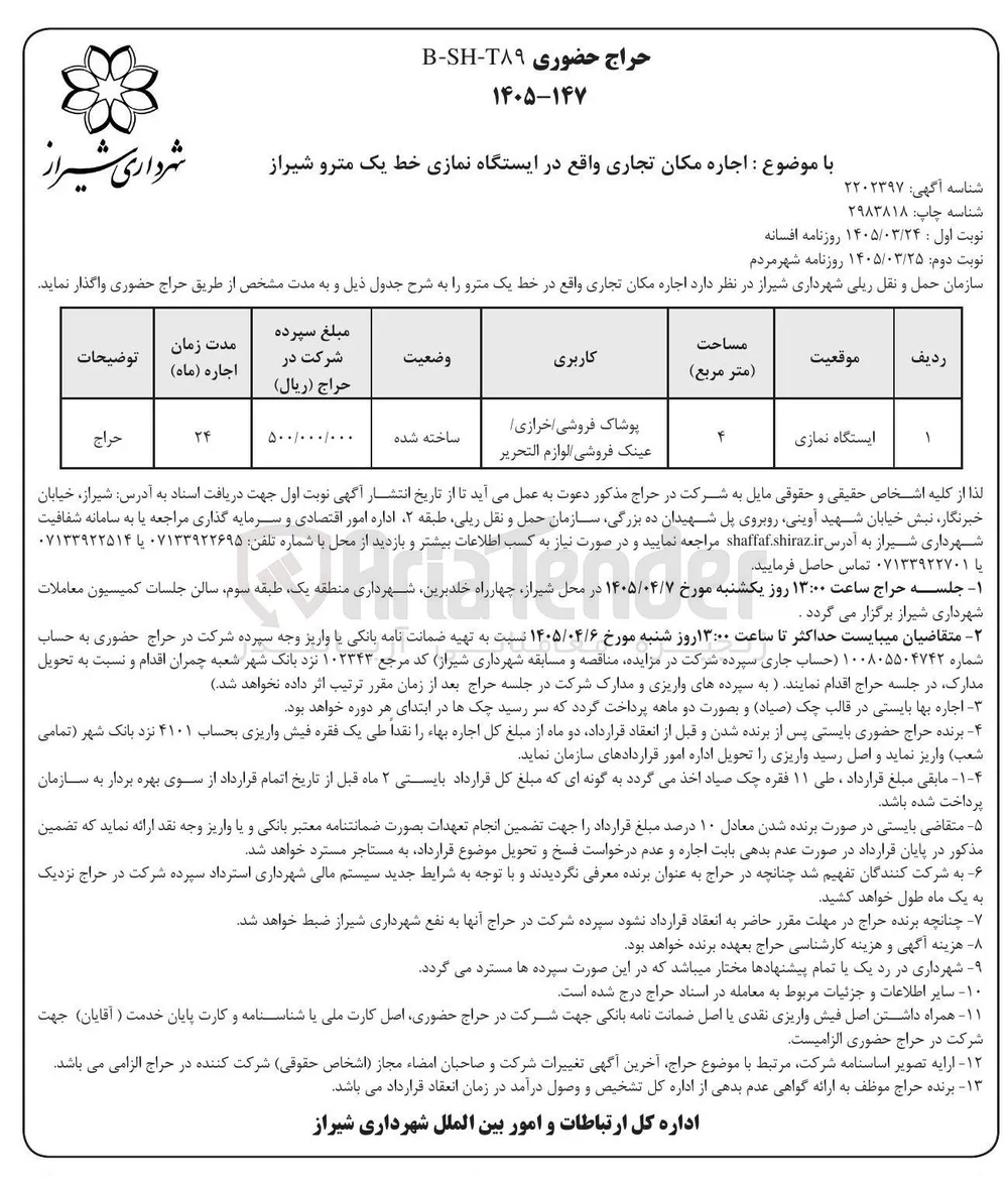 اجاره مکان تجاری 