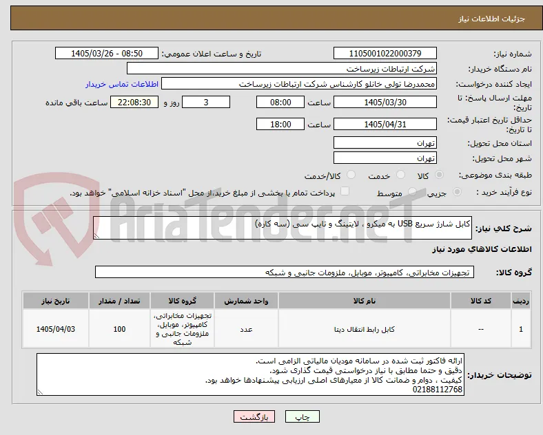 کابل شارژ سریع USB به میکرو ، لایتینگ و تایپ سی (سه کاره)