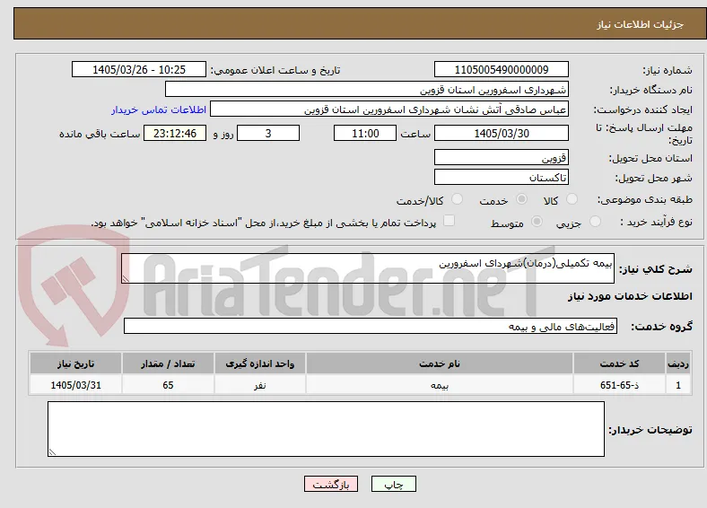 بیمه تکمیلی(درمان)شهردای اسفرورین