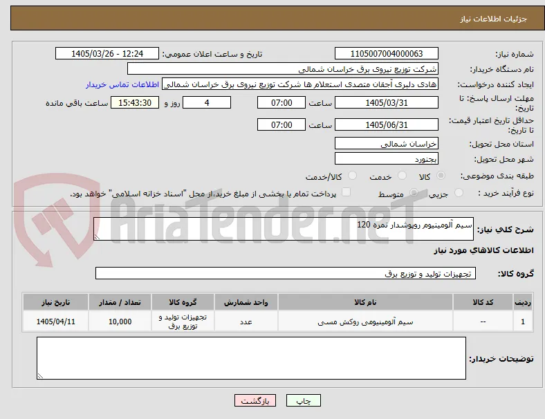 سیم آلومینیوم روپوشدار نمره 120