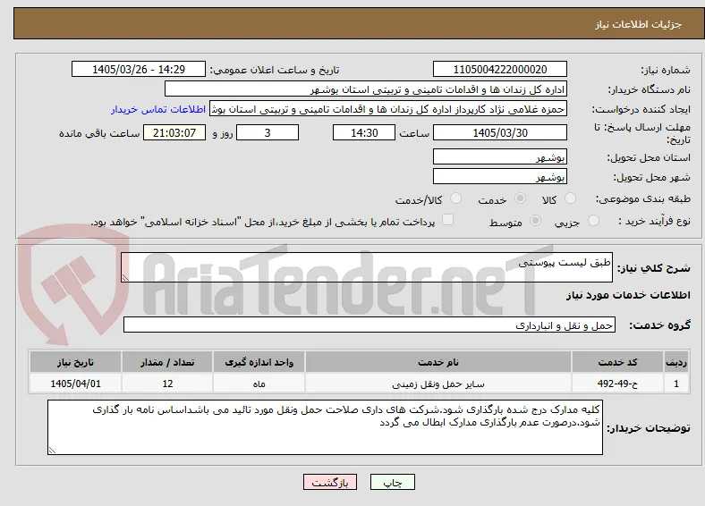 طبق لیست پیوستی