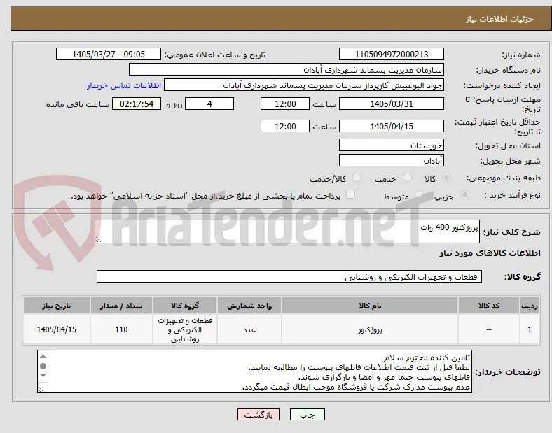 پروژکتور 400 وات