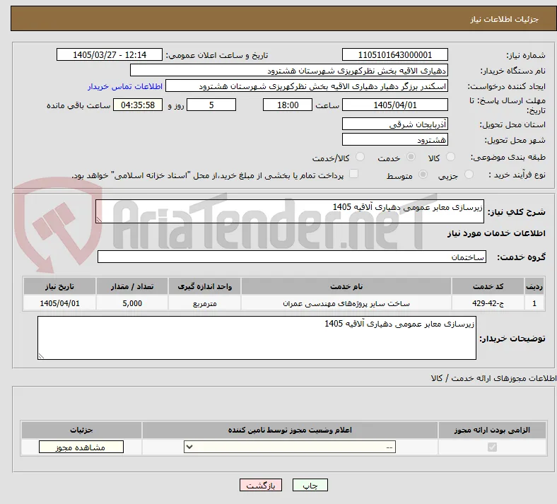 زیرسازی معابر عمومی دهیاری آلاقیه 1405
