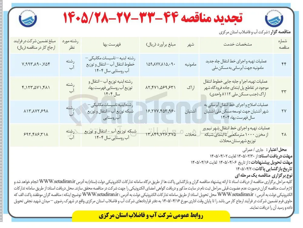 عملیات تهیه اجرا و جابه جایی خطوط انتقال