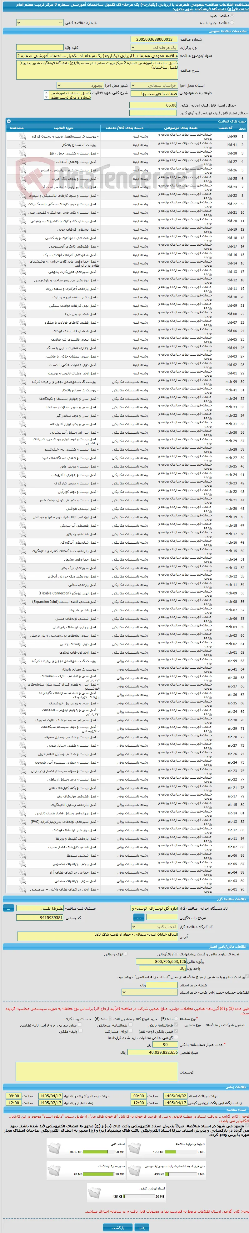 مناقصه عمومی همزمان با ارزیابی (یکپارچه) یک مرحله ای تکمیل ساختمان آموزشی شماره 2 مرکز تربیت معلم امام محمدباقر(ع) دانشگاه فرهنگیان شهر بجنورد