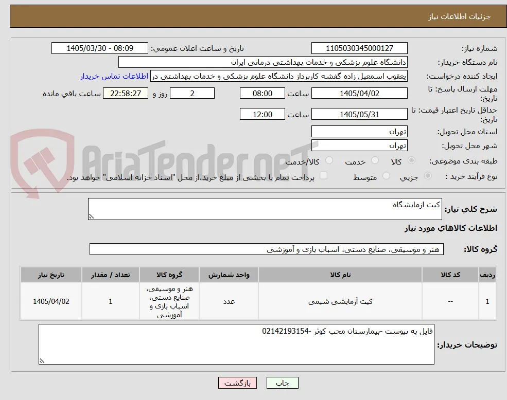 کیت ازمایشگاه 
