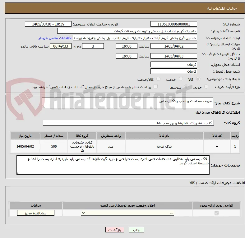 تعریف ،ساخت و نصب پلاک پستی 