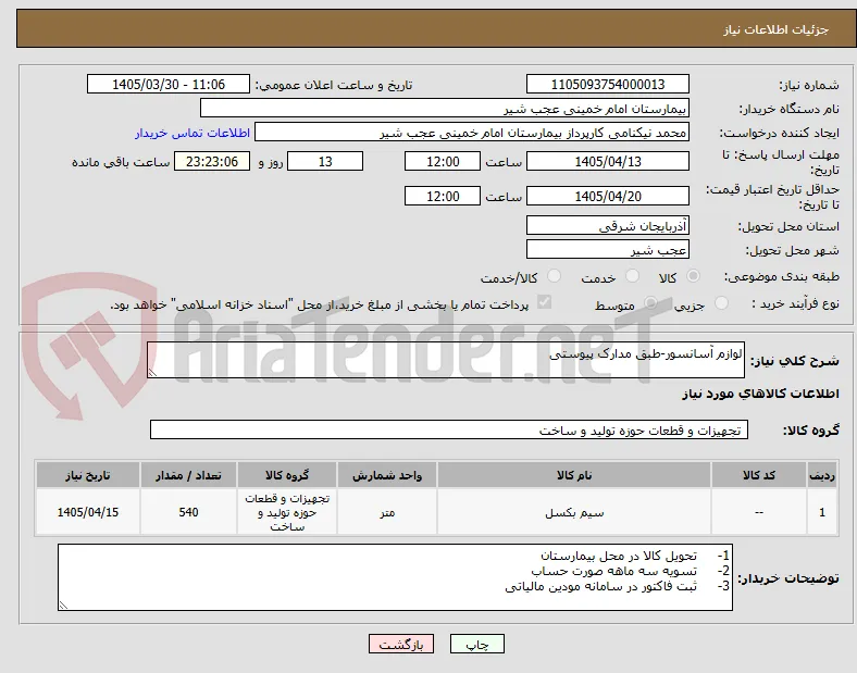 لوازم آسانسور-طبق مدارک پیوستی