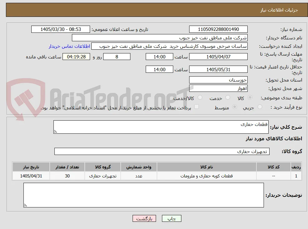 قطعات حفاری