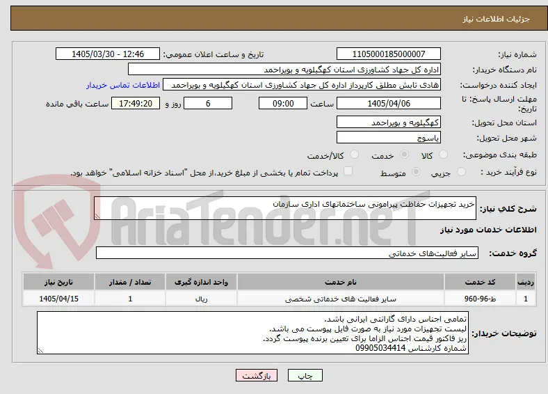 خرید تجهیزات حفاظت پیرامونی ساختمانهای اداری سازمان