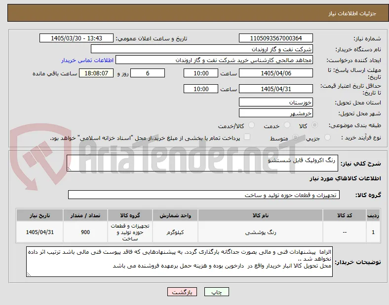  رنگ اکرولیک قابل شستشو