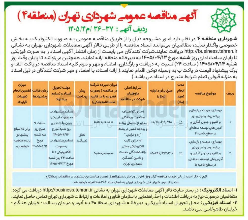 بهسازی مرمت و بازسازی پیاده روها و اجرای نهر و کانیو و جدول گذاری و آدرس های توسعه محله ای